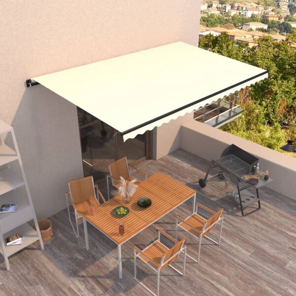 vidaXL Retractable Awning Cream Powder-Coated Aluminum Large