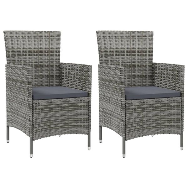 vidaXL Garden Chair Set of 2 Grey
