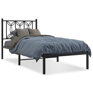 vidaXL Bed Frame Black Steel Small Single Bed Frame Rectangular
