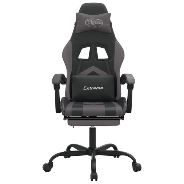 vidaXL Gaming Chair Black and Grey Faux leather, metal, plywood, foam