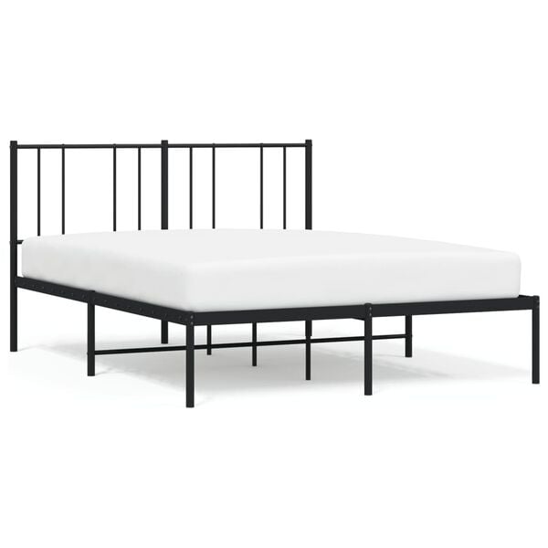 vidaXL Bed Frame Black Powder-Coated Steel 47.2 x 78.7 in Bed Frame