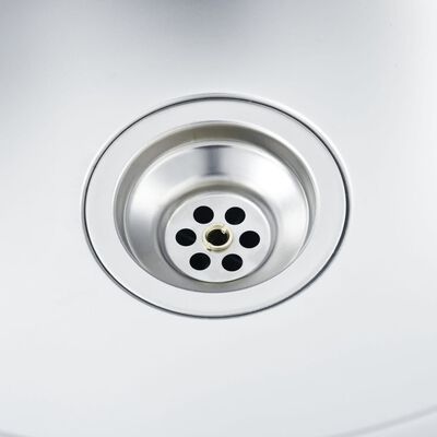 vidaXL Kitchen Sink with Drainer Set Silver 19.7"x23.6"x6.1" Stainless Steel