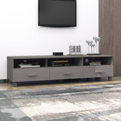 vidaXL TV Cabinet Light Gray 62.2"x15.7"x15.7" Solid Wood Pine