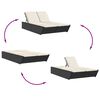 vidaXL Double Sun Lounger Black and Cream White PE Rattan Double