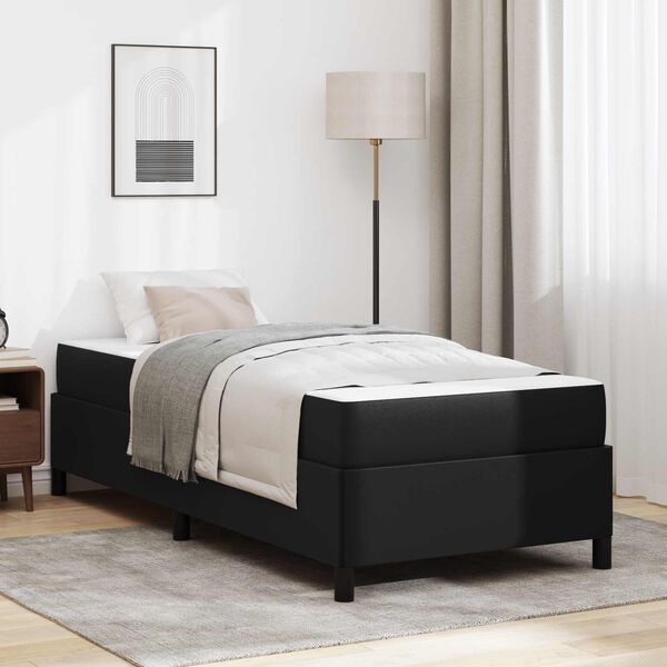 vidaXL Bed Frame with Mattress Black 35.43 x 74.80 in Fabric