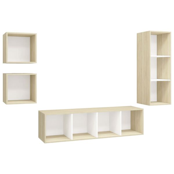 vidaXL TV Cabinet Set White and sonoma oak Engineered wood TV Cabinet Set