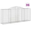 vidaXL Gabion Basket Set of 6 Silver Galvanized Iron Large Durable