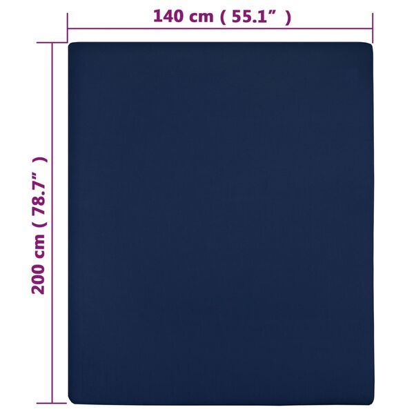 vidaXL Jersey Fitted Sheet Set of 2 Navy blue 100% cotton 55 x 79 in