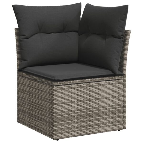 vidaXL Garden Sofa Set Grey PE rattan, powder-coated steel, acacia wood