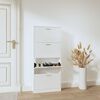 vidaXL Shoe Cabinet High gloss white Engineered wood Tall, Narrow