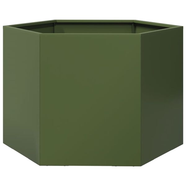 vidaXL Garden Planter Olive Green Steel Large Durable Garden Planter