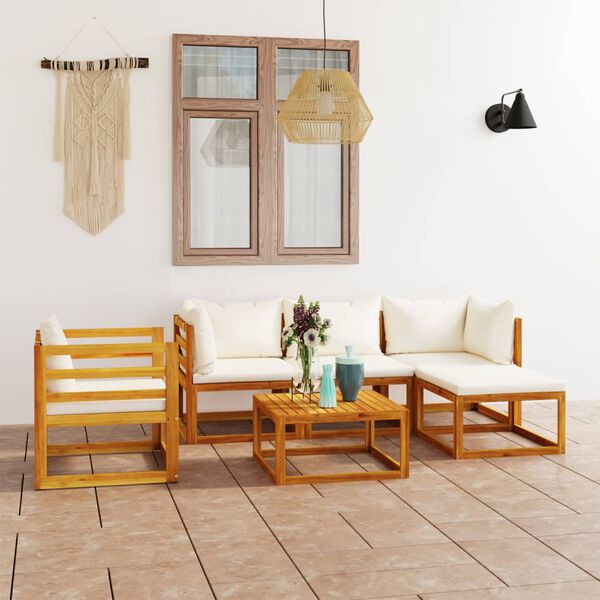vidaXL Garden Lounge Set Cream Solid acacia wood Standard Modular