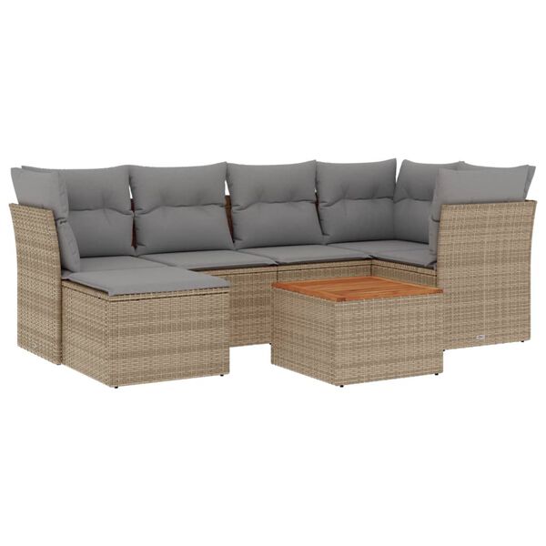 vidaXL Garden Sofa Set Mix Beige PE Rattan Large Modular