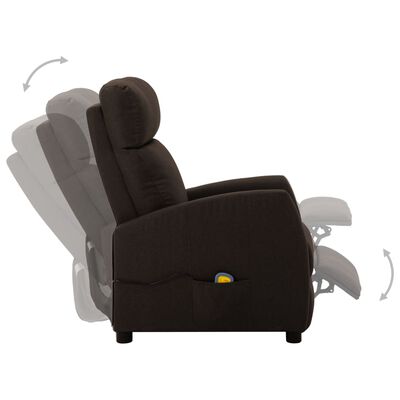 vidaXL Massage Reclining Chair Dark Brown Fabric