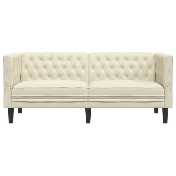 vidaXL Chesterfield Sofa Cream Faux leather, plywood, solid wood 2-Seater
