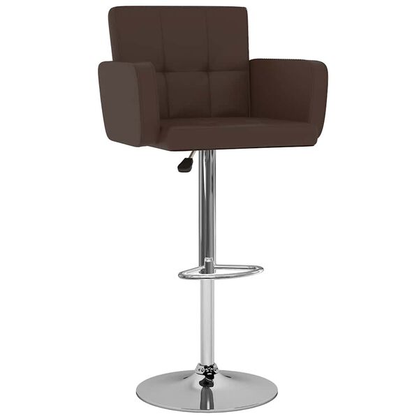 vidaXL Bar Stool Set of 2 Brown Artificial leather, Steel Footrest