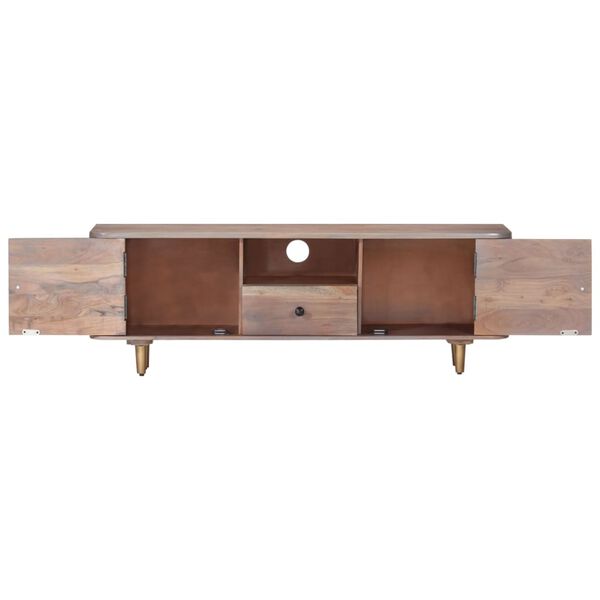 vidaXL TV Cabinet Light grey wood, Brass