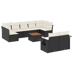 vidaXL Garden Sofa Set Black, Cream White