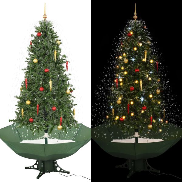 vidaXL Snowing Christmas Tree Green PVC 75 in Adjustable Armrests