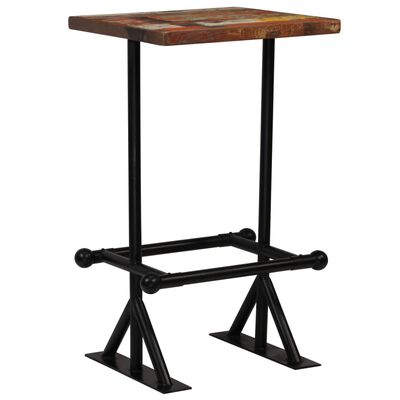 vidaXL Bar Table Solid Reclaimed Wood Multicolor 23.6"x23.6"x42.1"