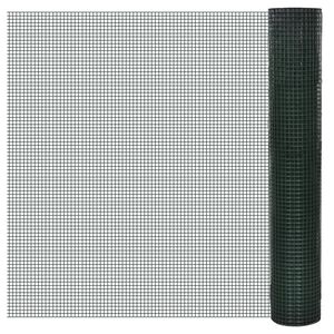 vidaXL Chicken Wire Fence Galvanised with PVC Coating 32.8x3.3' Green