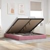 vidaXL Ottoman Bed Pink Velvet, Metal, Plywood, Engineered Wood Full