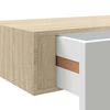 vidaXL Wall-mounted Drawer Shelf Oak and White 60x23,5x3.9 " MDF
