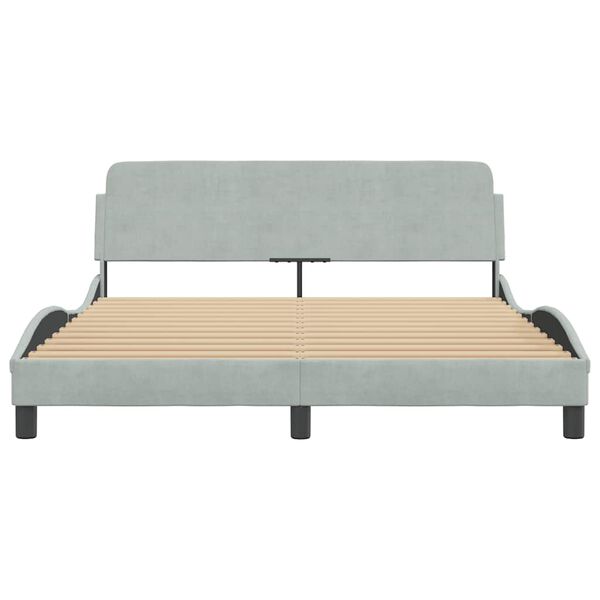 vidaXL Bed Frame Light grey Velvet, Metal, Solid Pine Wood, Plywood Queen
