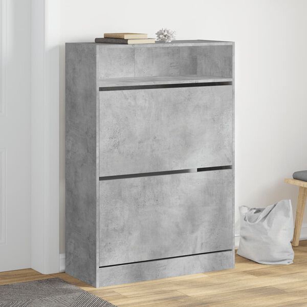 vidaXL Shoe Cabinet Concrete grey Engineered wood 31.5 x 13.4 x 45.7 in