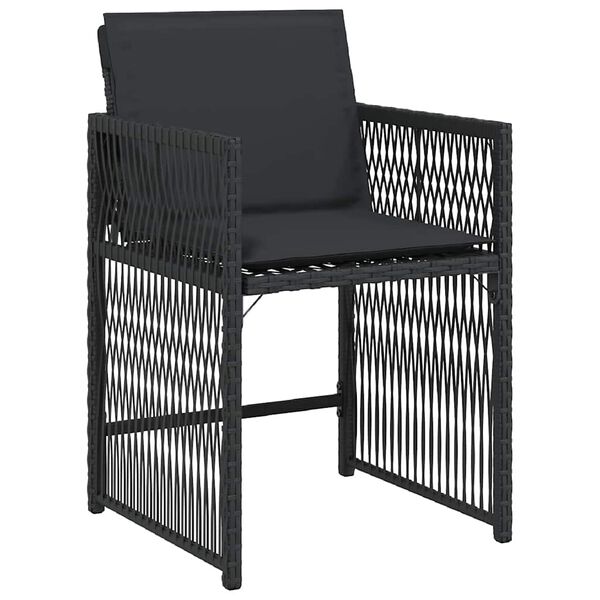 vidaXL Garden Chair Set of 4 Black PE rattan Medium Foldable