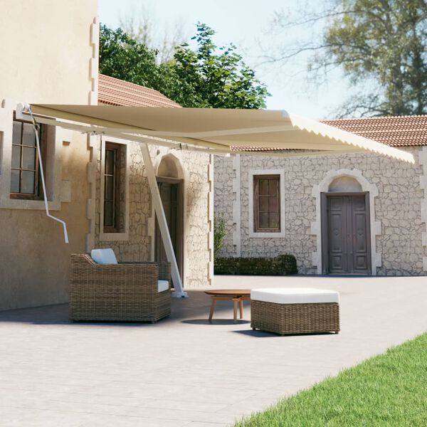 vidaXL Freestanding Manual Retractable Awning 196.9x118.1" Cream (313193+313169+315091)
