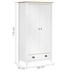 vidaXL Wardrobe White and Honey Brown Solid Pine Wood 35.0x19.7x67.0 in