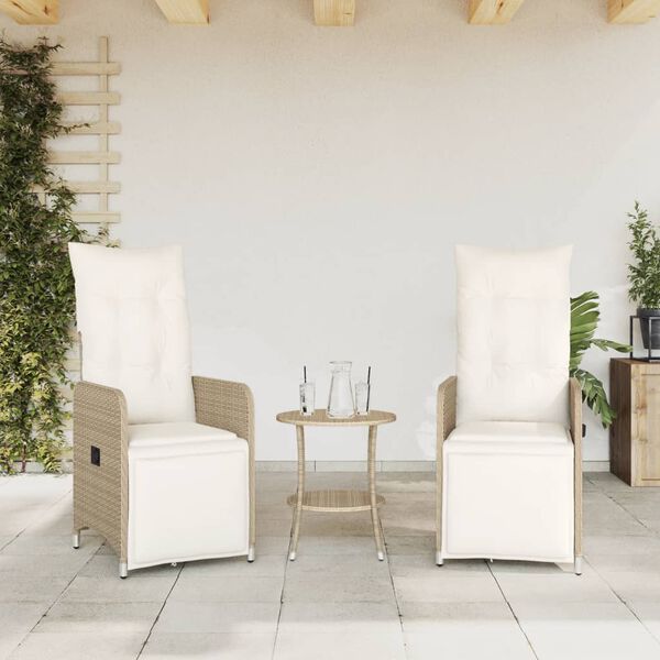 vidaXL Reclining Garden Chair Set of 2 Beige