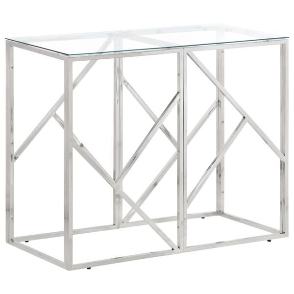 vidaXL Console Table Silver Stainless steel, toughened glass Medium