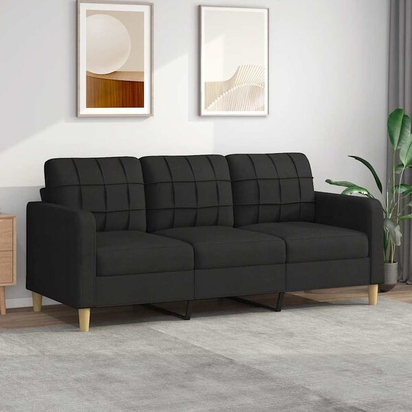 vidaXL 3-seater Sofa Black Fabric (100% polyester), metal, foam