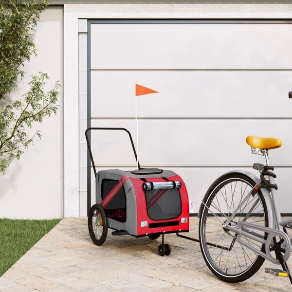 vidaXL Pet Bike Trailer Red Oxford Fabric Small Durable