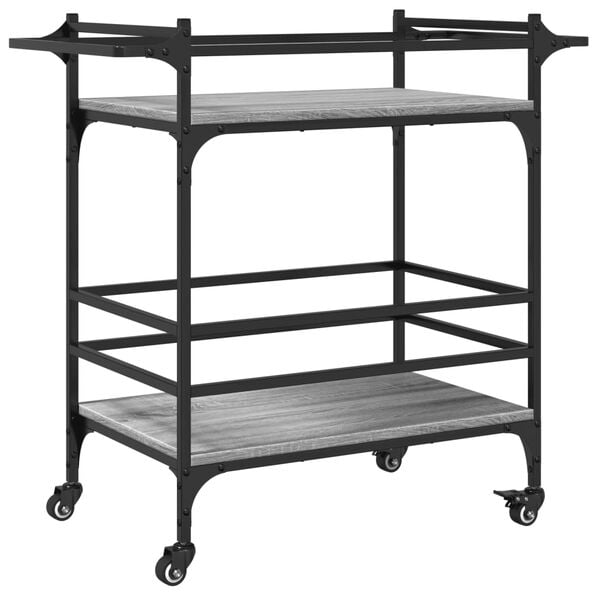 vidaXL Kitchen Trolley Gray Sonoma 32.3"x15.7"x30.9" Engineered Wood
