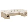 vidaXL Garden Sofa Set Beige PE Rattan, Powder-Coated Steel, Polyester