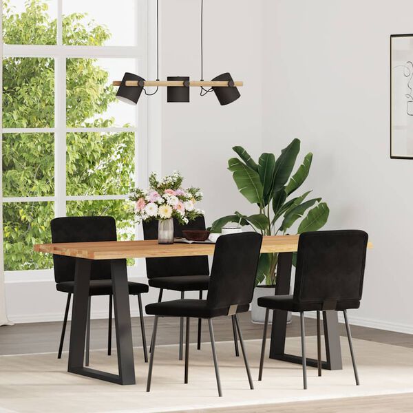 vidaXL Dining Chair Set of 4 Black Velvet, Plywood, Metal Standard