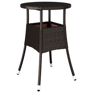 vidaXL Garden Table Brown Poly rattan, powder-coated steel, tempered glass