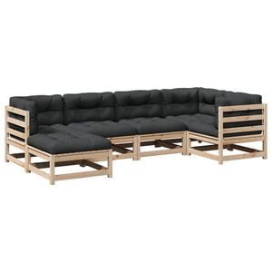 vidaXL Garden Sofa Set Solid Pine Wood and Anthracite Cushions