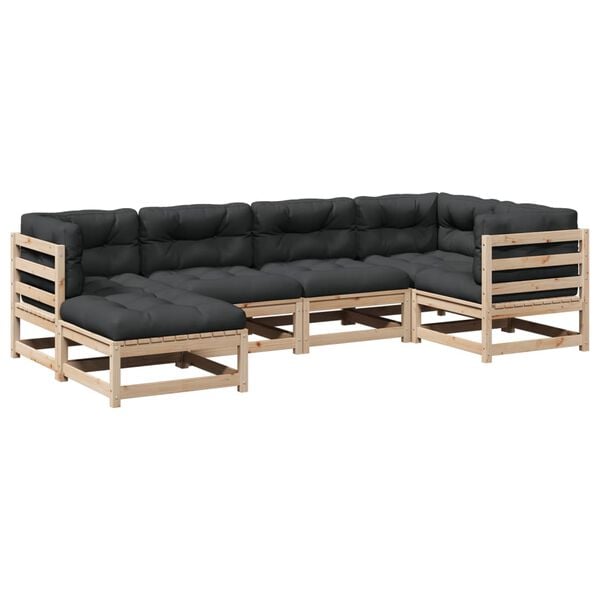 vidaXL Garden Sofa Set Solid Pine Wood and Anthracite Cushions