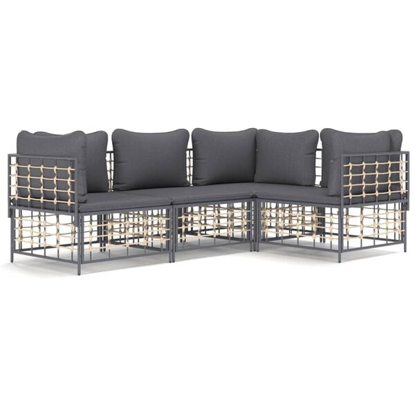 vidaXL Garden Lounge Set Anthracite Poly rattan Medium Modular