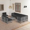 vidaXL Garden Lounge Set Gray Solid pinewood, fabric (100% polyester)