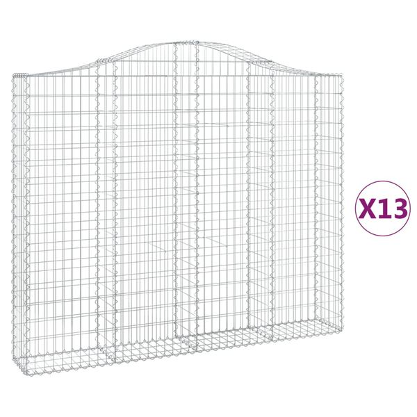 vidaXL Arched Gabion Baskets 13 pcs 78.7x11.8x160/180" Galvanised Iron