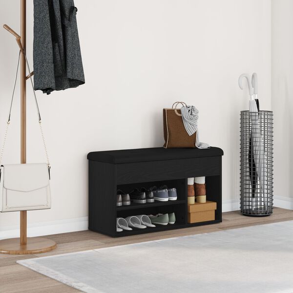vidaXL Shoe Bench with Storage Black 80 x 30 x 45 cm Engineered wood