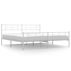 vidaXL Bed Frame White Powder-Coated Steel Double Storage Bed Frame
