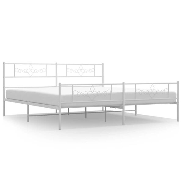 vidaXL Bed Frame White Powder-Coated Steel Double Storage Bed Frame
