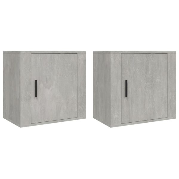 vidaXL Wall-mounted Bedside Cabinet Set of 2 Concrete gray Engineered wood
