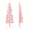 vidaXL Slim Artificial Half Christmas Tree Pink PVC, Steel Slim